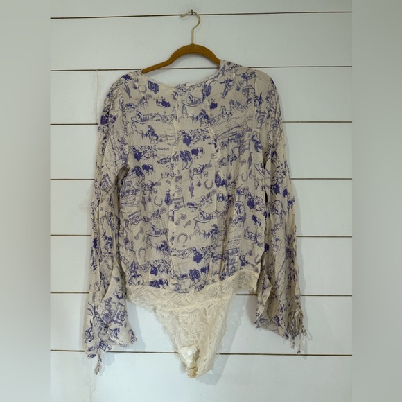 NWOT  FREE PEOPLE Everything's Rosy Bodysuit - Blue - Picture 8 of 10